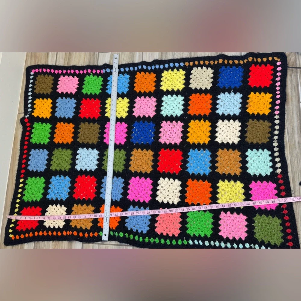 Colorful vintage‎ style crotchet throw blanket